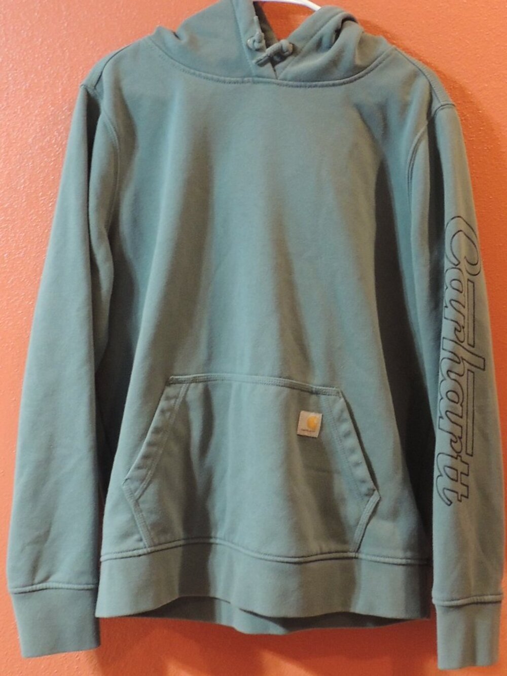 Carhartt Hoodie Rain Defender Woman Large Green Black Long Sleeve Pullover